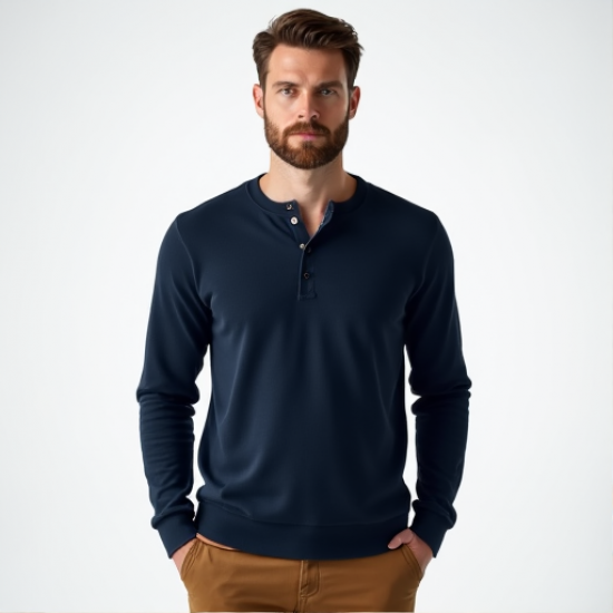 Classic Comfort Henley Sweater