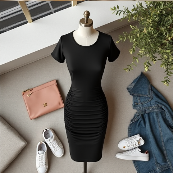 Chic Ruched Elegance T-Shirt Dress