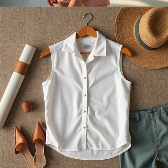 Chic Breeze Sleeveless Camp Shirt Chic Breeze Sleeveless Camp Shirt