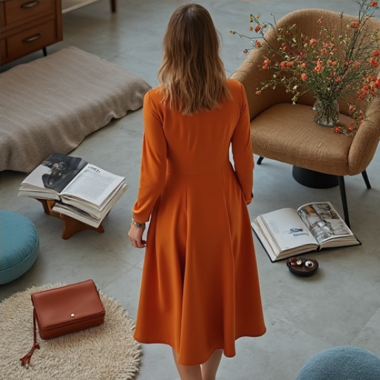 Elysian Elegance Long Sleeve Swing Dress