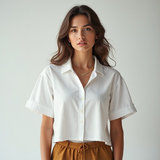 Chic Breeze Cropped Camp Shirt Chic Breeze Cropped Camp Shirt