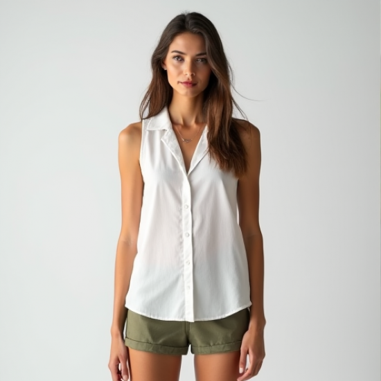 Chic Breeze Sleeveless Camp Shirt Chic Breeze Sleeveless Camp Shirt
