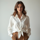 Chic Elegance Tie-Front Shirt