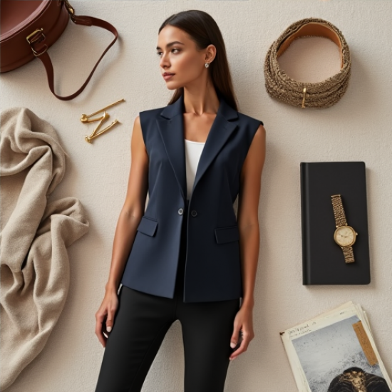 Elegance Flow Sleeveless Blazer Vest