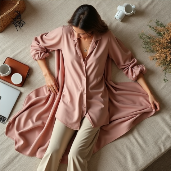 Elegant Flow Longline Draped Shirt