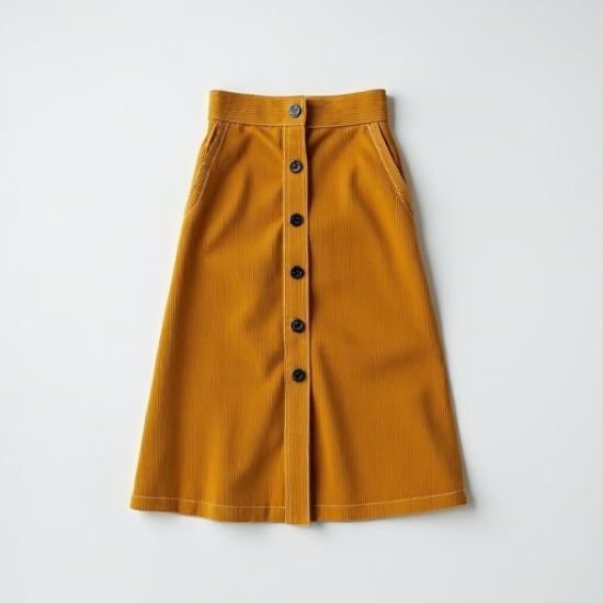 Chic High-Waist Button-Front Corduroy Skirt