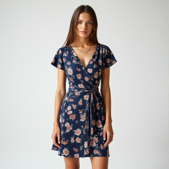 Elysian Breeze Printed Jersey Wrap Dress