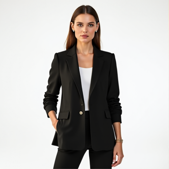 Chic Elegance Ruched Sleeve Blazer
