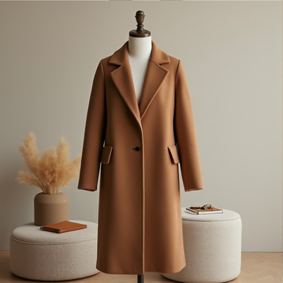 Elegance in Warmth: Longline Wool Blend Coat