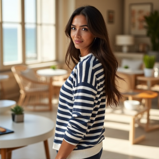 Coastal Breeze Striped Crewneck Sweater Coastal Breeze Striped Crewneck Sweater